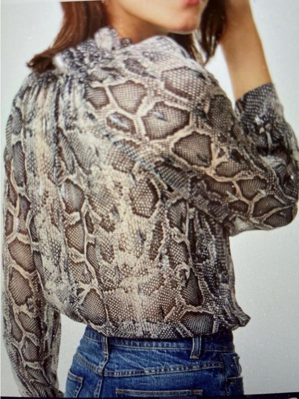 Rebecca Taylor snakeskin metallic silk blouse 4